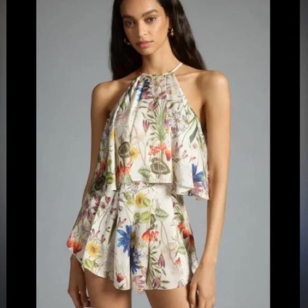 Katie May for Anthropologie Sleepwalker Romper Floral Sleeveless